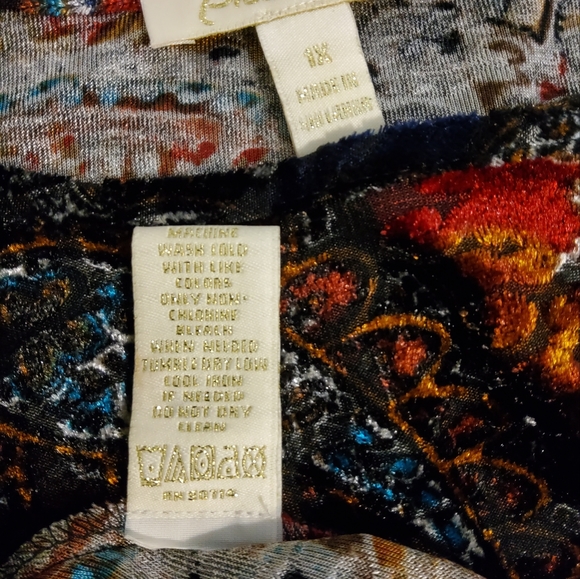 NWT!Prelude 1X Velvet Coffee Paisley/Floral Flared Sleeve Shift Dress Scoopneck - Picture 9 of 10